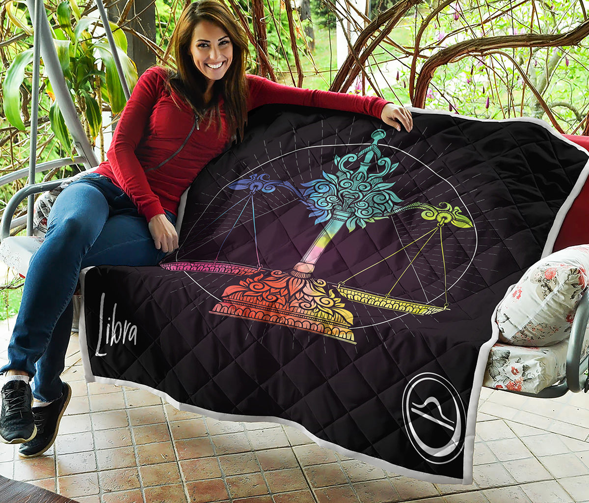 Colorful Libra Sign Print Quilt