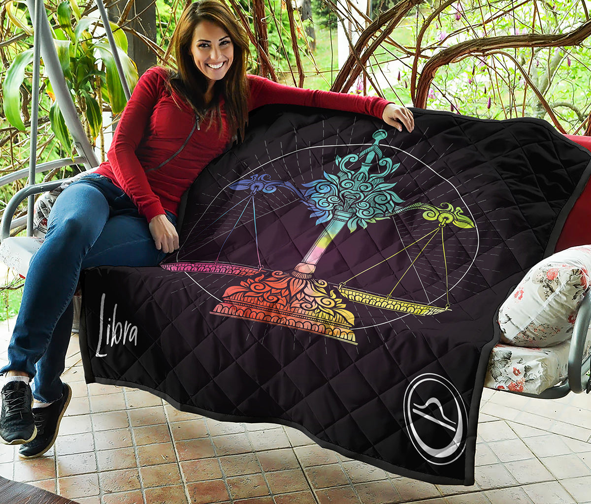 Colorful Libra Sign Print Quilt