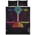 Colorful Libra Sign Print Quilt Bed Set