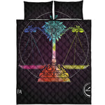 Colorful Libra Sign Print Quilt Bed Set