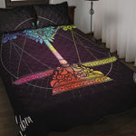 Colorful Libra Sign Print Quilt Bed Set