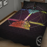 Colorful Libra Sign Print Quilt Bed Set