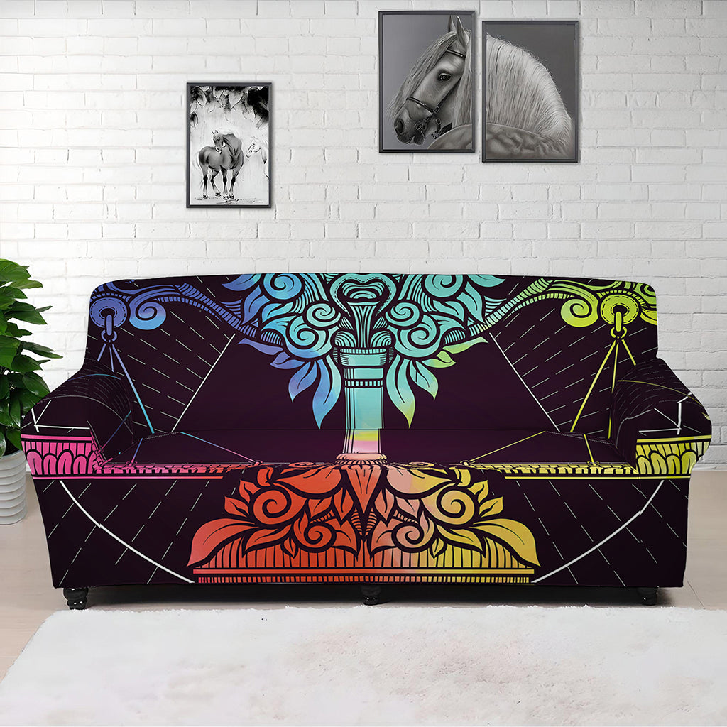Colorful Libra Sign Print Sofa Cover