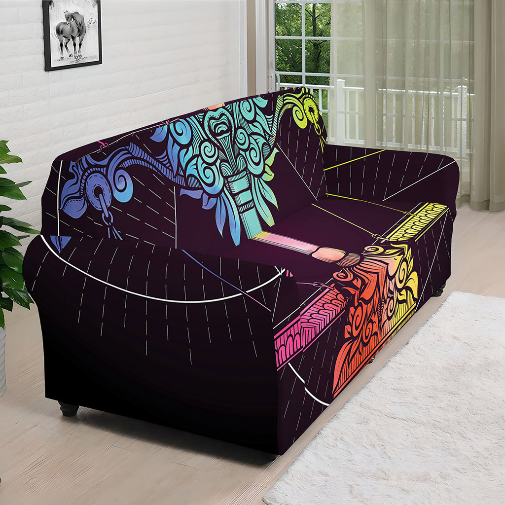 Colorful Libra Sign Print Sofa Cover