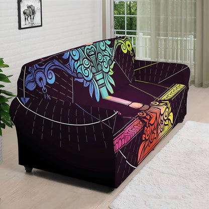 Colorful Libra Sign Print Sofa Cover