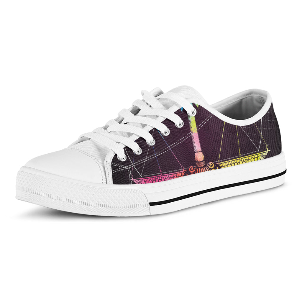 Colorful Libra Sign Print White Low Top Shoes