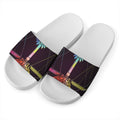 Colorful Libra Sign Print White Slide Sandals