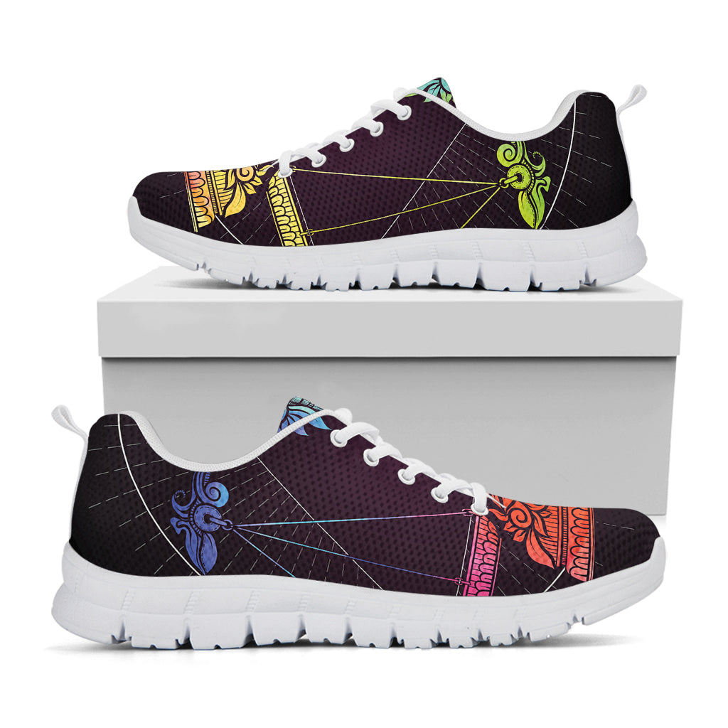 Colorful Libra Sign Print White Sneakers