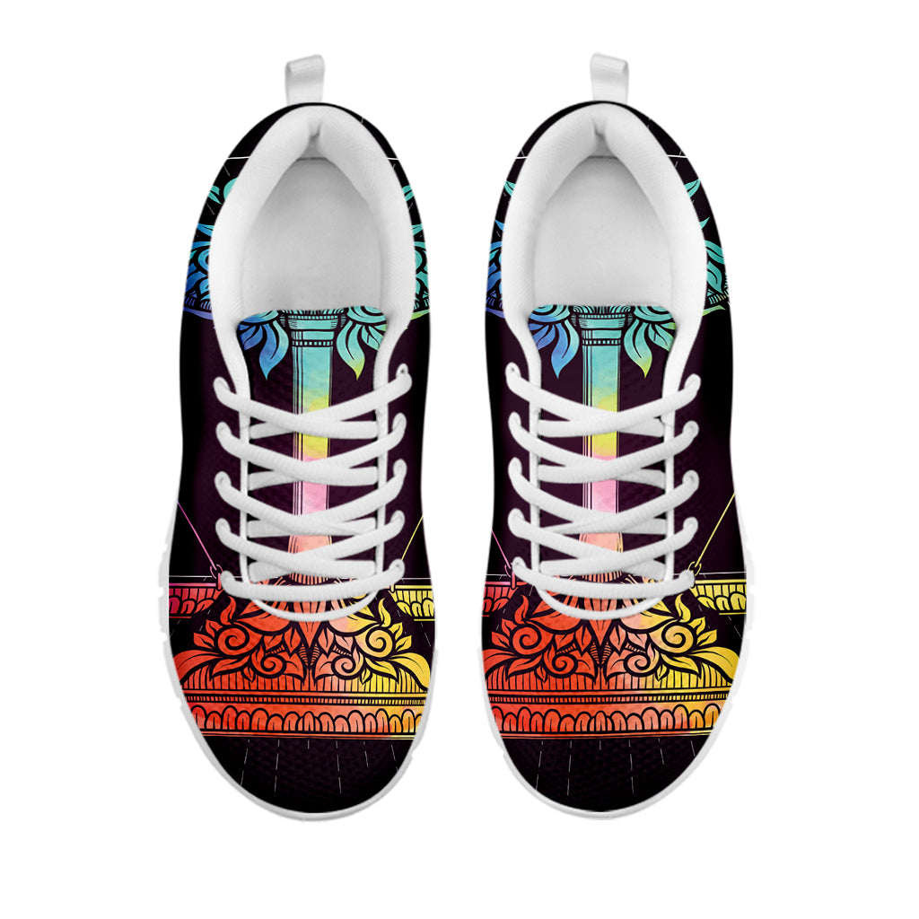 Colorful Libra Sign Print White Sneakers