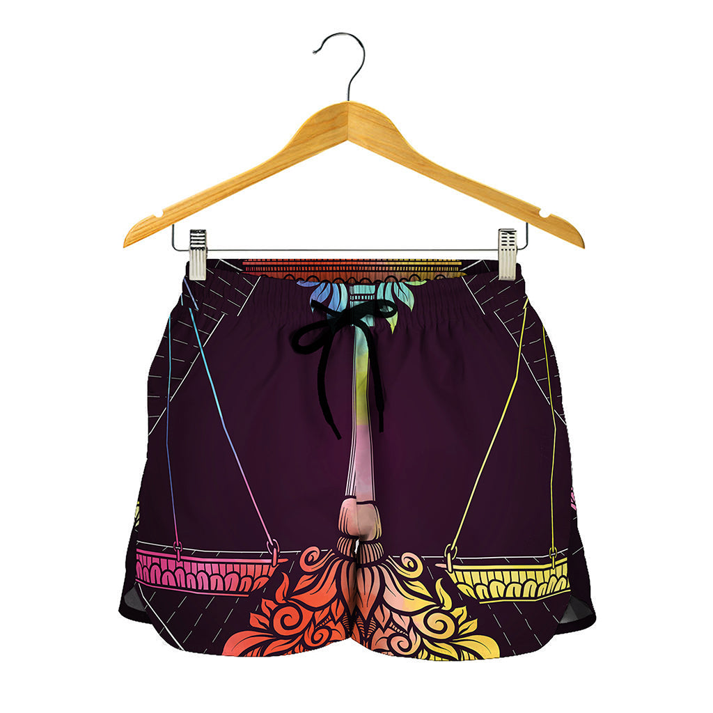 Colorful Libra Sign Print Women's Shorts