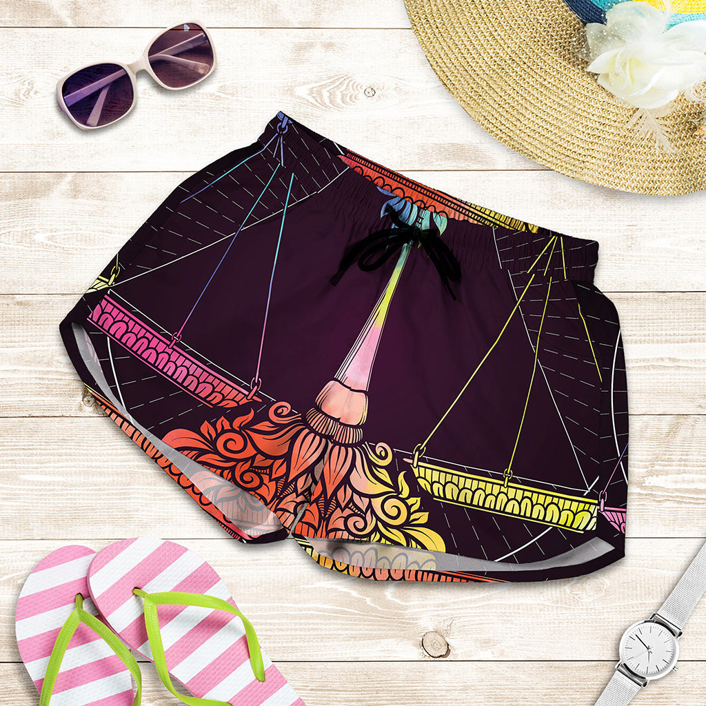 Colorful Libra Sign Print Women's Shorts