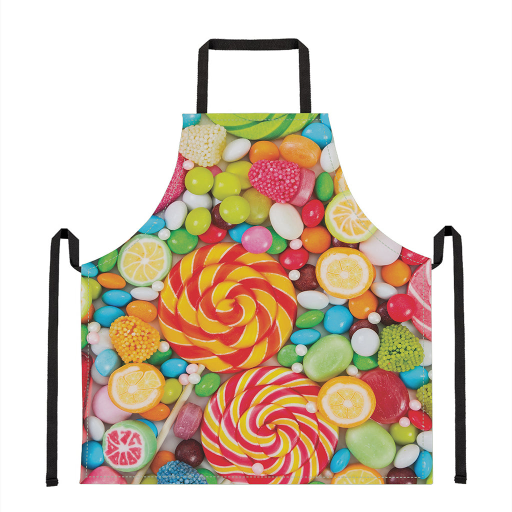 Colorful Lollipop And Candy Print Apron