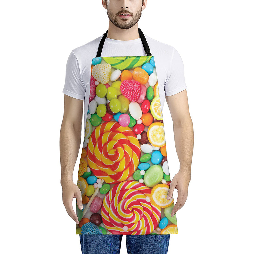 Colorful Lollipop And Candy Print Apron