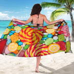 Colorful Lollipop And Candy Print Beach Sarong Wrap