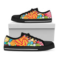 Colorful Lollipop And Candy Print Black Low Top Sneakers