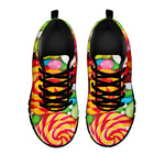 Colorful Lollipop And Candy Print Black Sneakers