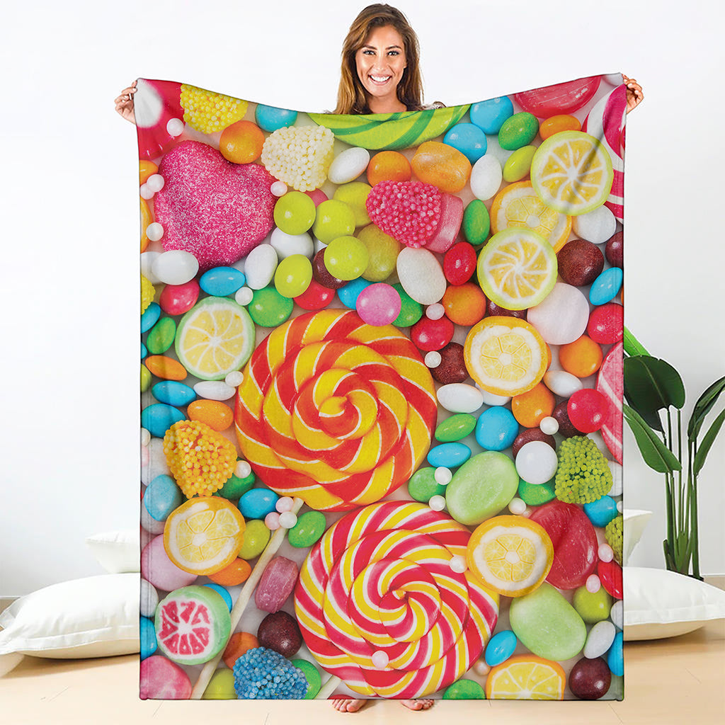 Colorful Lollipop And Candy Print Blanket
