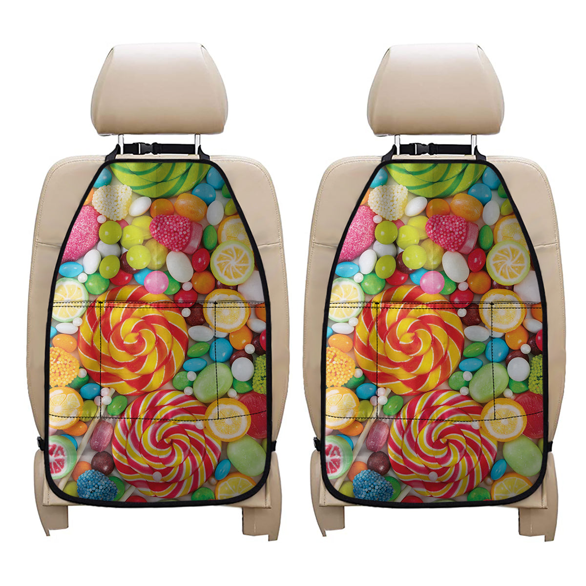 Colorful Lollipop And Candy Print Car Seat Organizers
