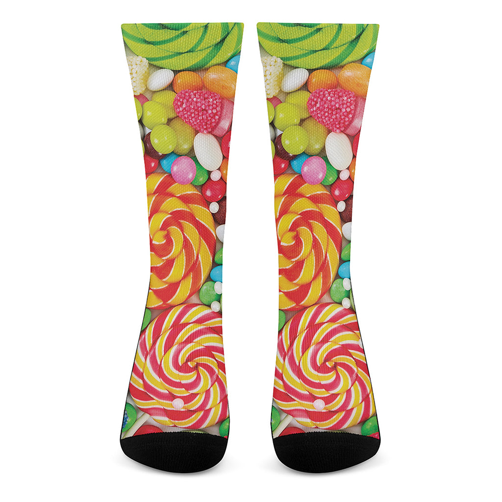 Colorful Lollipop And Candy Print Crew Socks