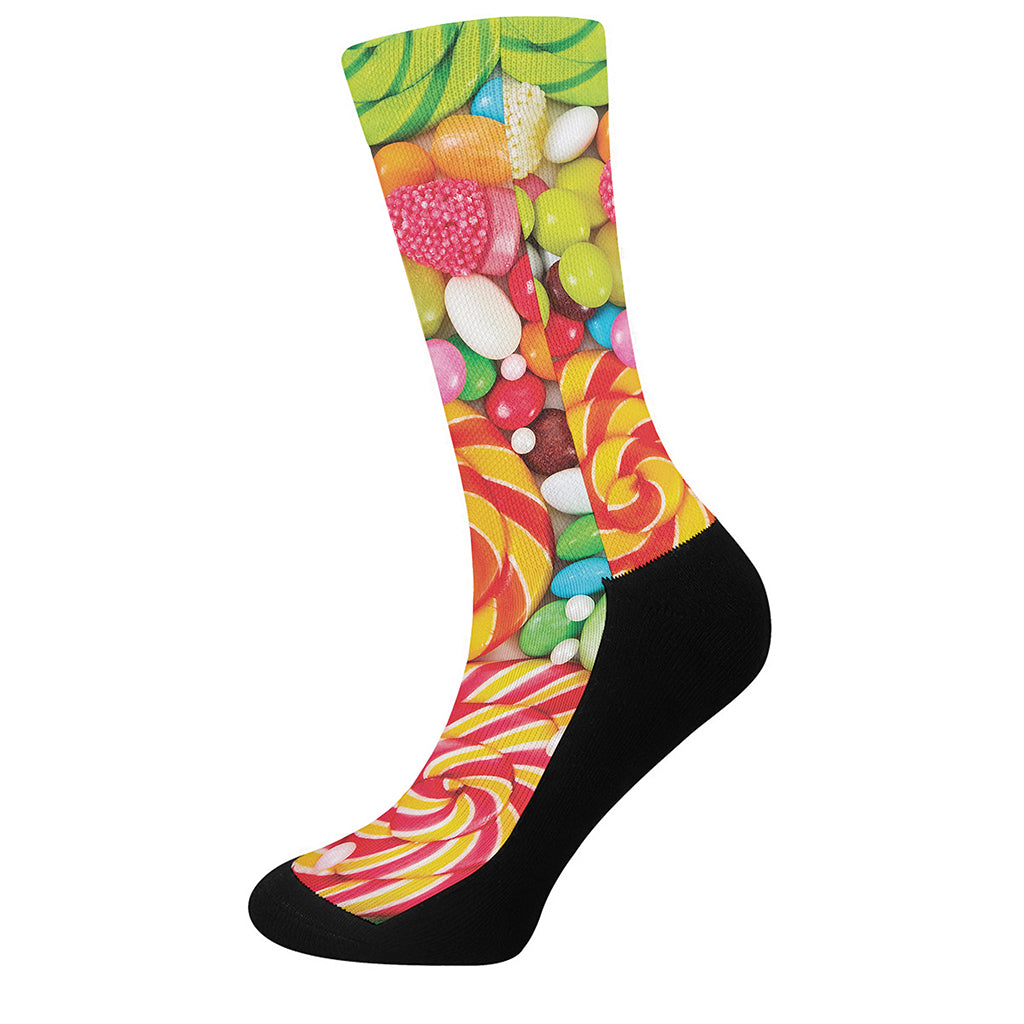 Colorful Lollipop And Candy Print Crew Socks