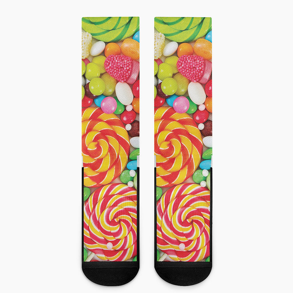 Colorful Lollipop And Candy Print Crew Socks