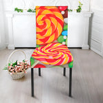 Colorful Lollipop And Candy Print Dining Chair Slipcover