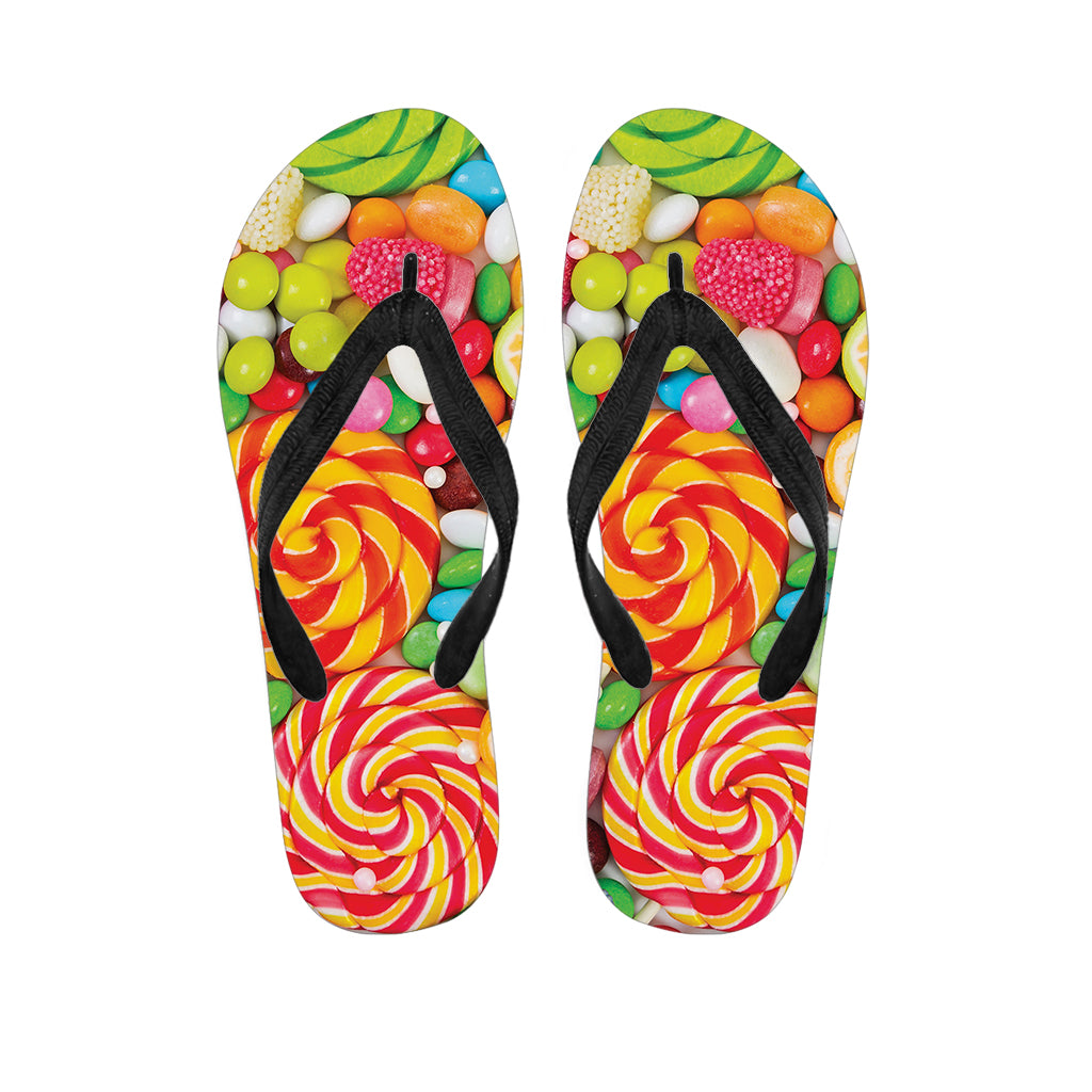 Colorful Lollipop And Candy Print Flip Flops