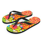 Colorful Lollipop And Candy Print Flip Flops