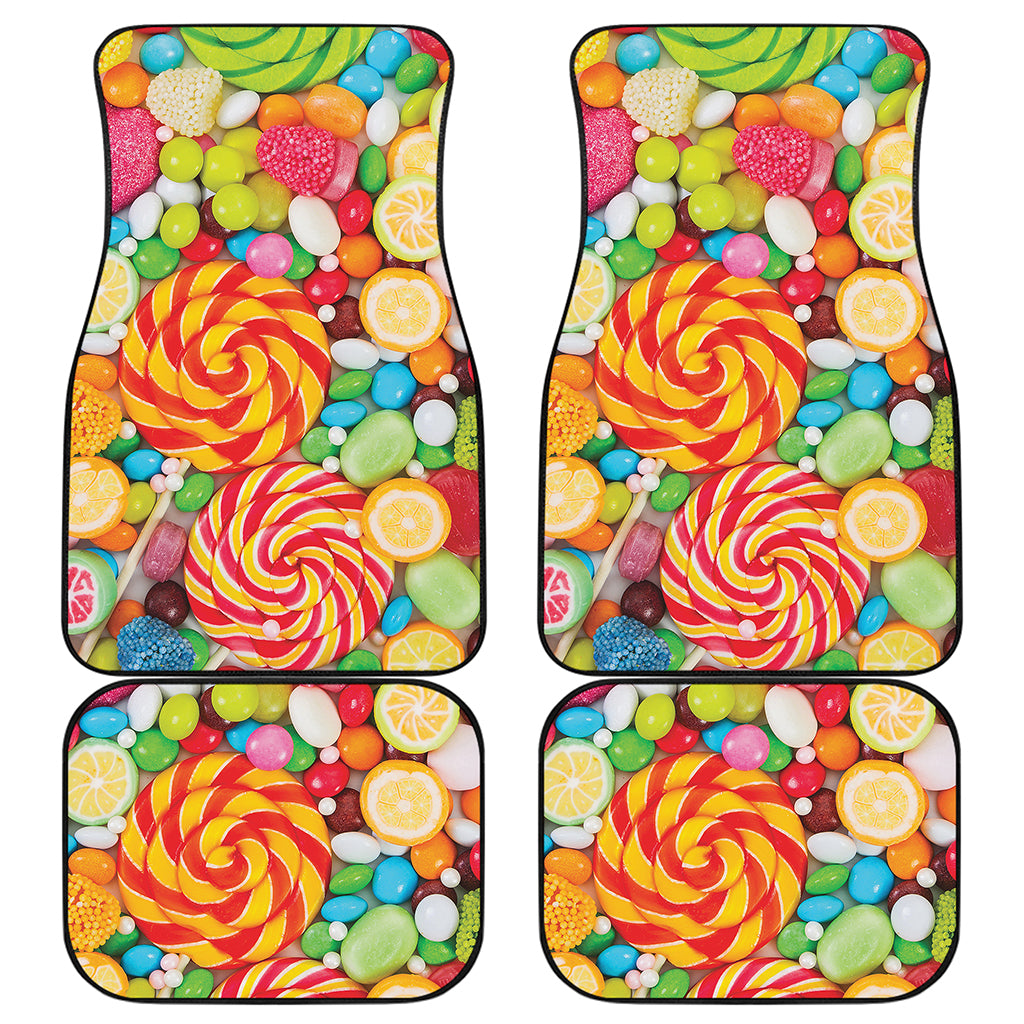 Colorful Lollipop And Candy Print Front and Back Car Floor Mats