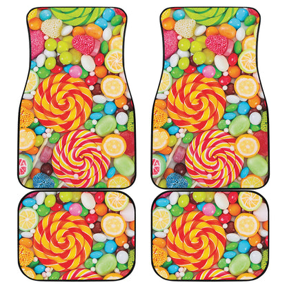 Colorful Lollipop And Candy Print Front and Back Car Floor Mats