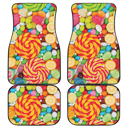 Colorful Lollipop And Candy Print Front and Back Car Floor Mats