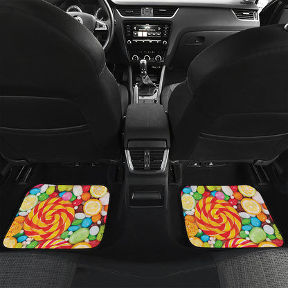 Colorful Lollipop And Candy Print Front and Back Car Floor Mats
