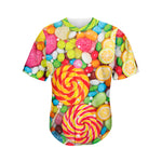 Colorful Lollipop And Candy Print Men's Baseball Jersey