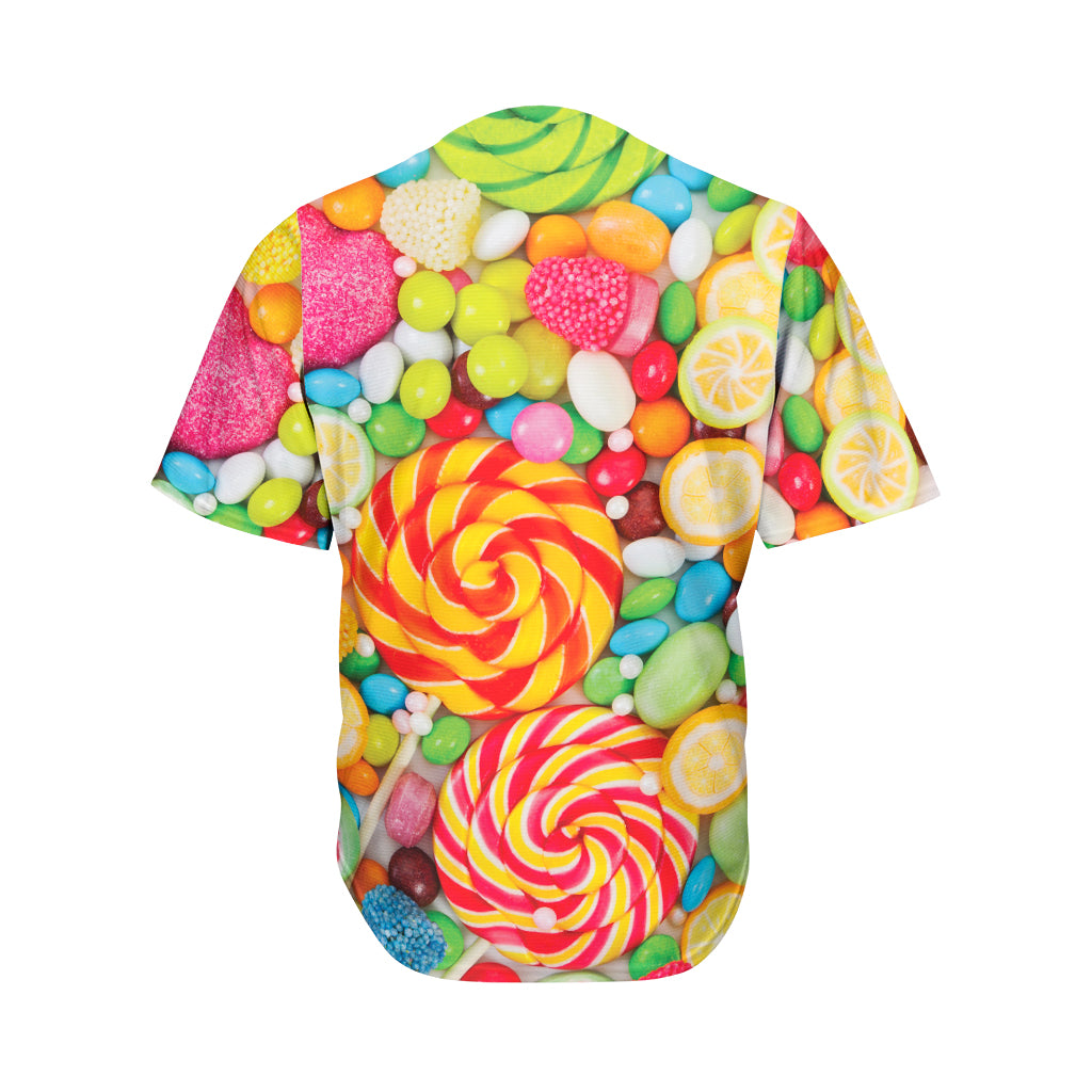 Colorful Lollipop And Candy Print Men's Baseball Jersey