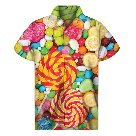 Colorful Lollipop And Candy Print Men's Short Sleeve Shirt