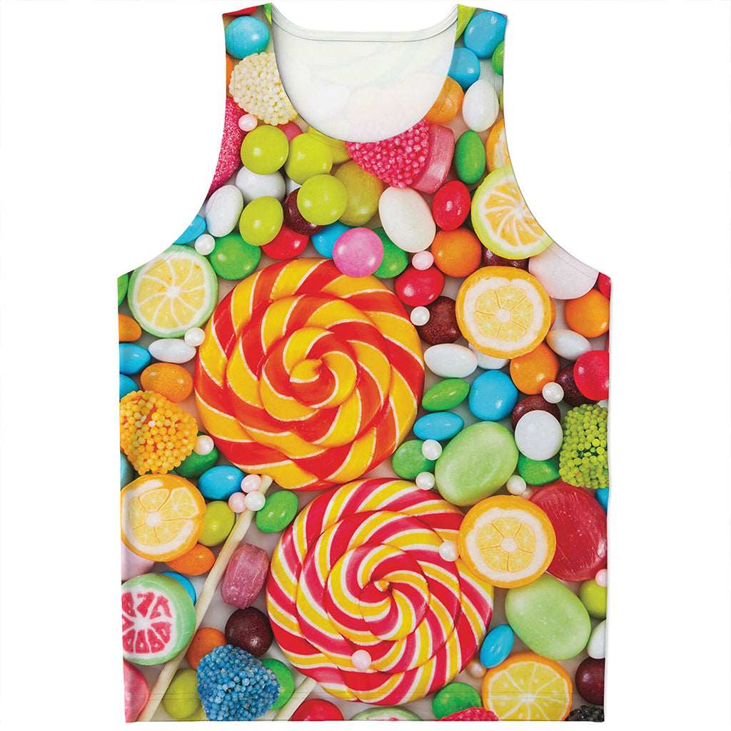 Colorful Lollipop And Candy Print Men's Tank Top