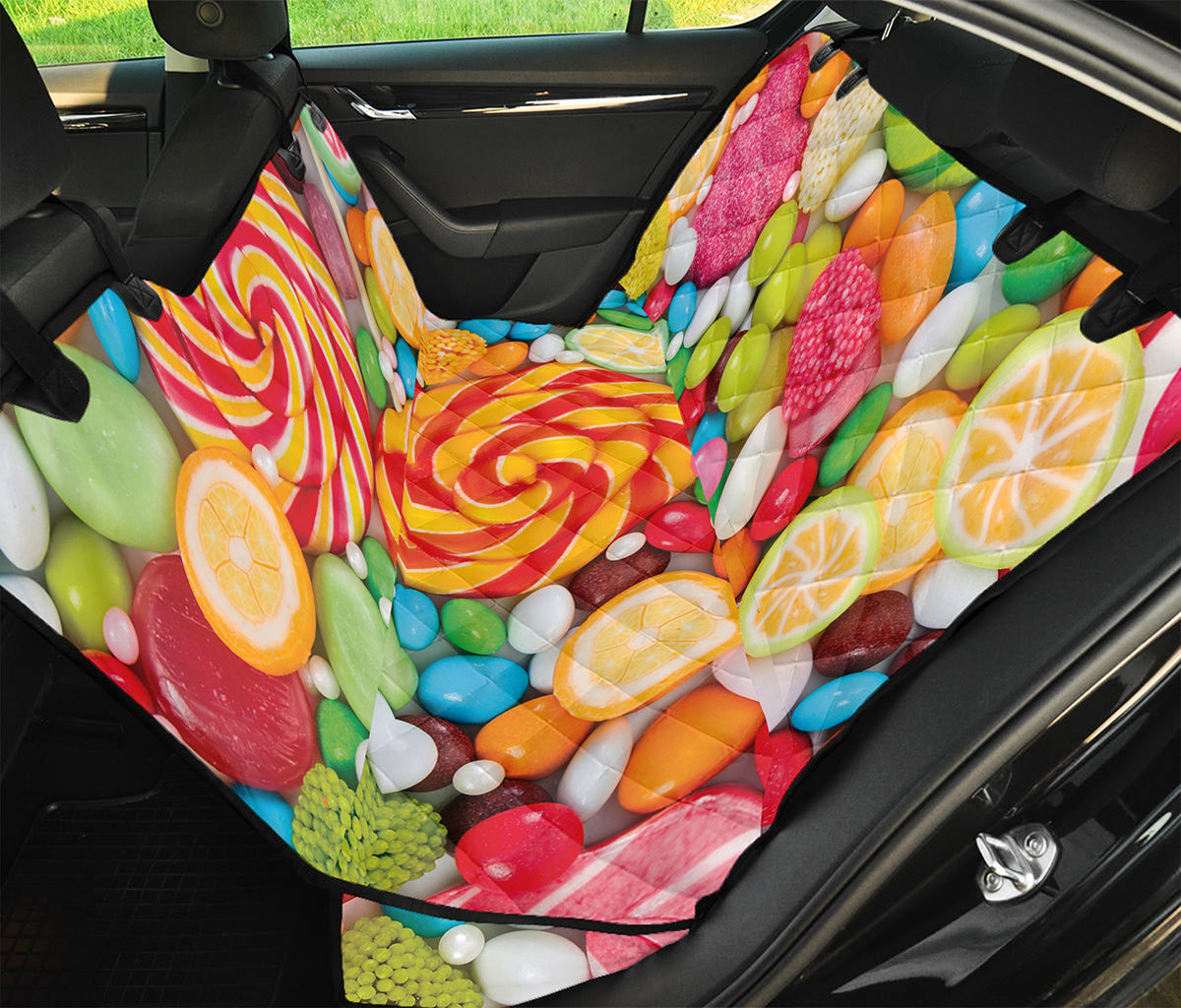 Colorful Lollipop And Candy Print Pet Car Back Seat Cover