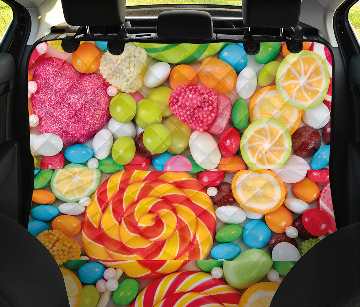 Colorful Lollipop And Candy Print Pet Car Back Seat Cover