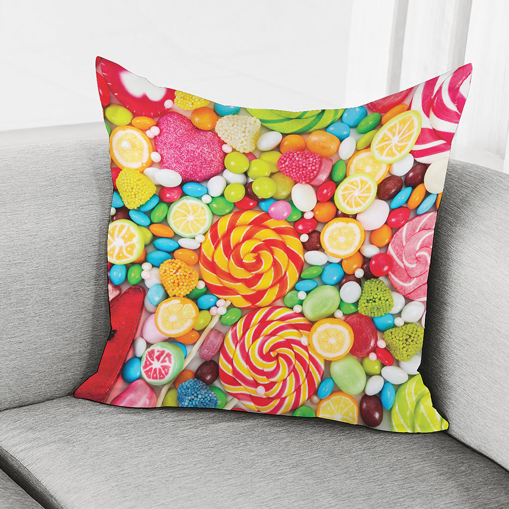 Colorful Lollipop And Candy Print Pillow Cover