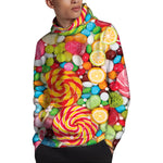 Colorful Lollipop And Candy Print Pullover Hoodie
