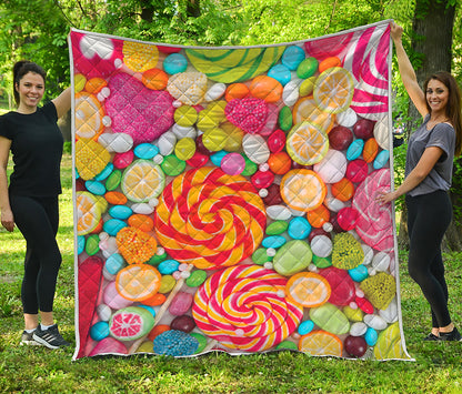 Colorful Lollipop And Candy Print Quilt