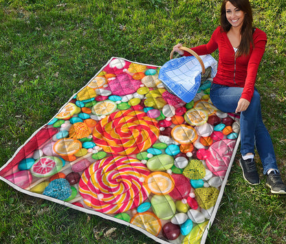 Colorful Lollipop And Candy Print Quilt