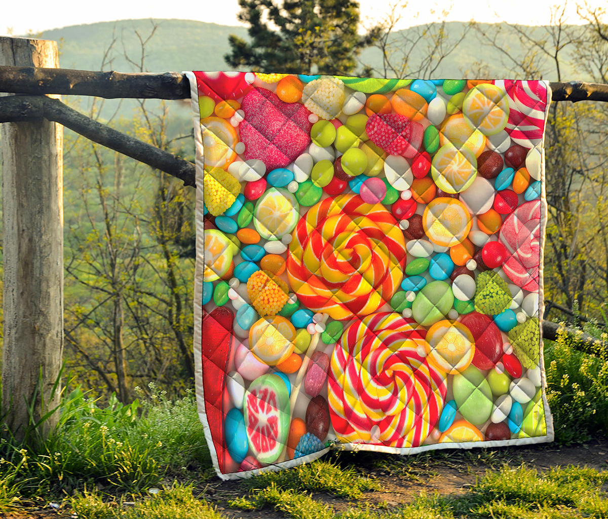 Colorful Lollipop And Candy Print Quilt