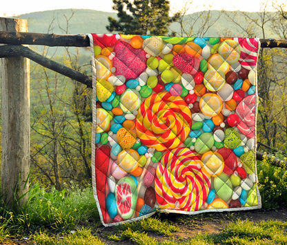 Colorful Lollipop And Candy Print Quilt