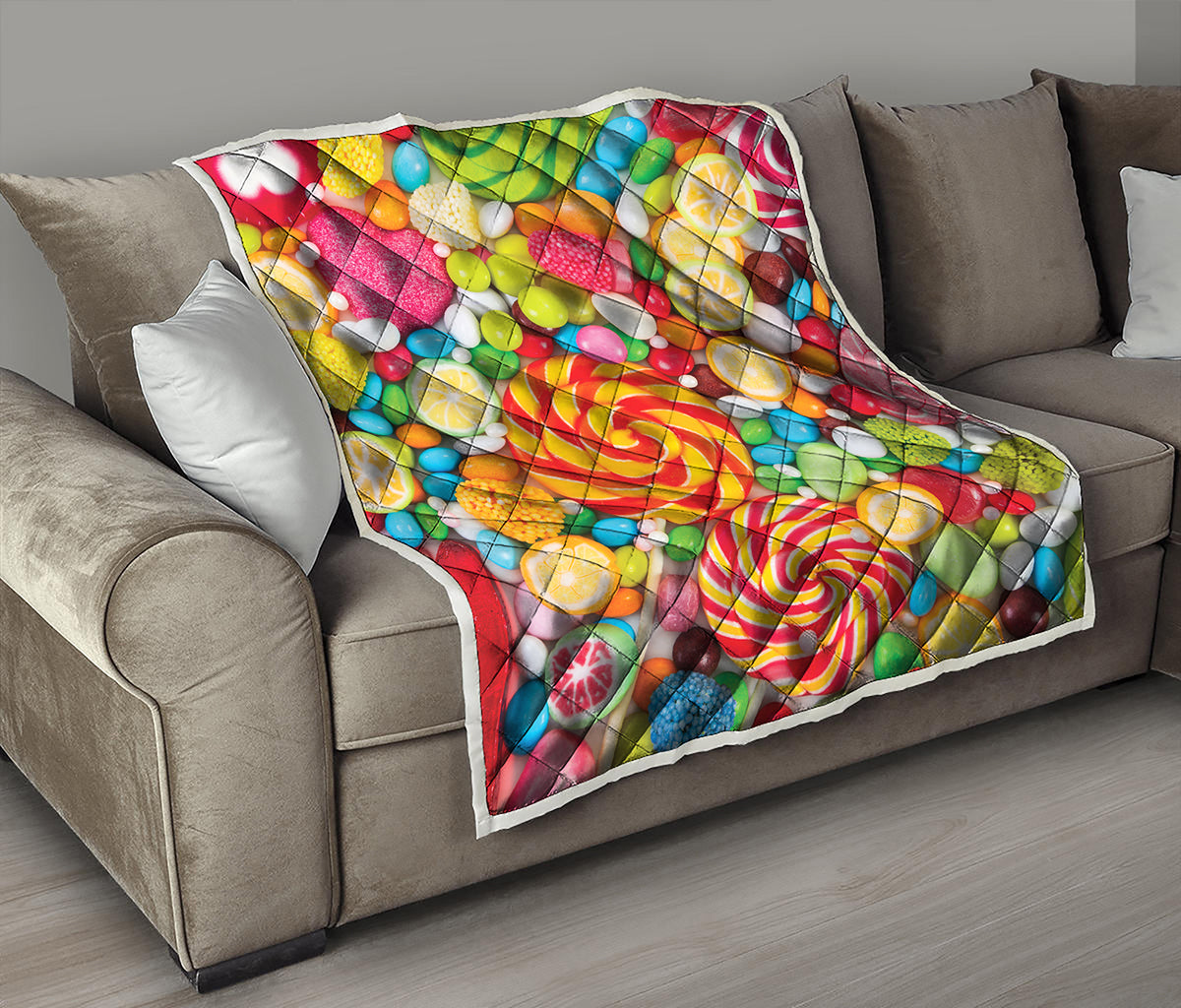 Colorful Lollipop And Candy Print Quilt