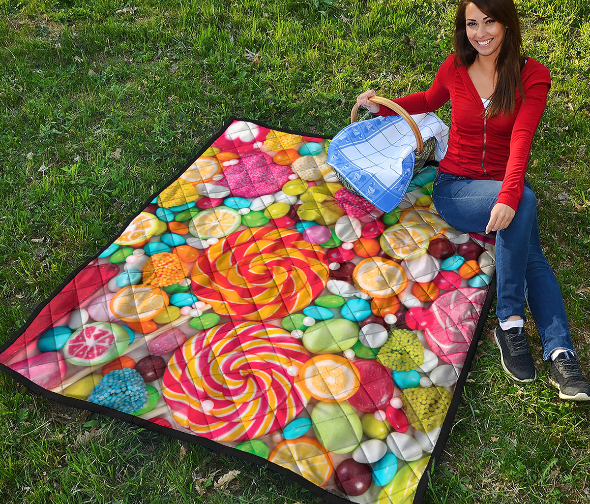 Colorful Lollipop And Candy Print Quilt