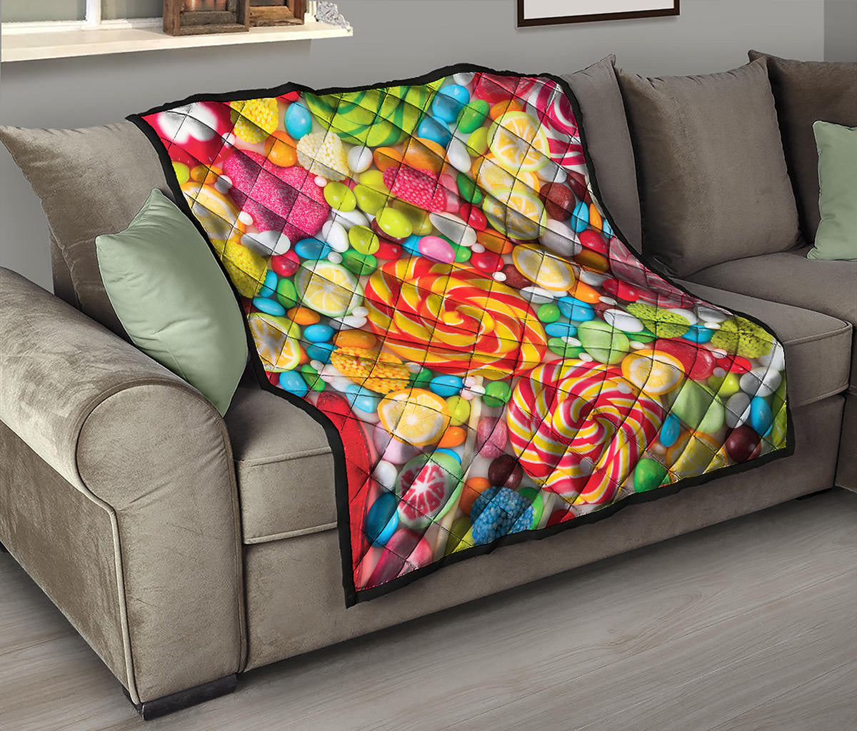 Colorful Lollipop And Candy Print Quilt