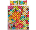 Colorful Lollipop And Candy Print Quilt Bed Set