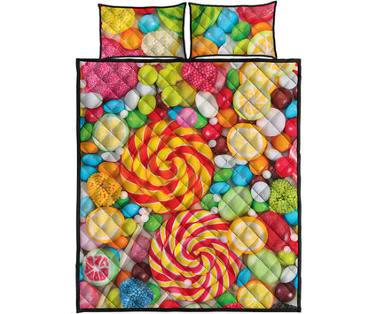 Colorful Lollipop And Candy Print Quilt Bed Set