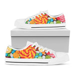 Colorful Lollipop And Candy Print White Low Top Shoes